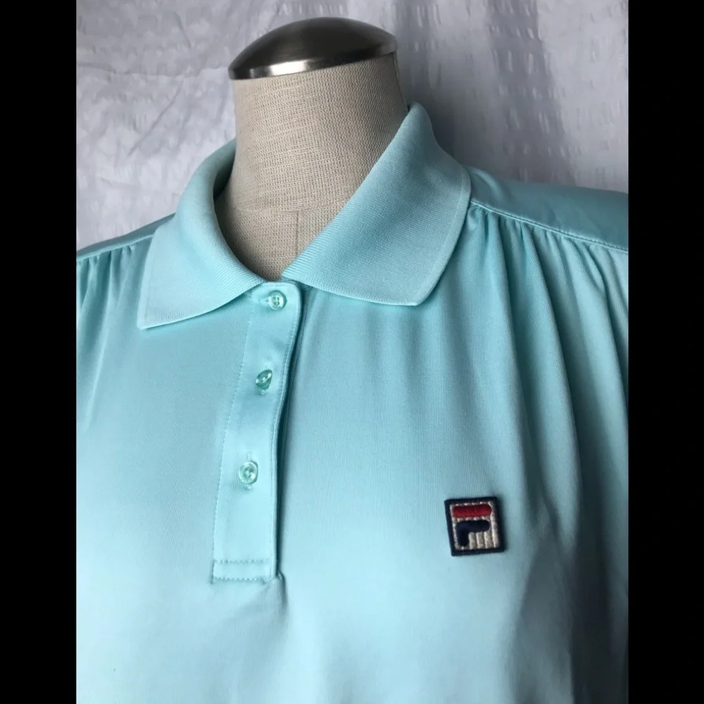 FILA Cap Sleeve Mesh Sides Collar Tennis Top XL